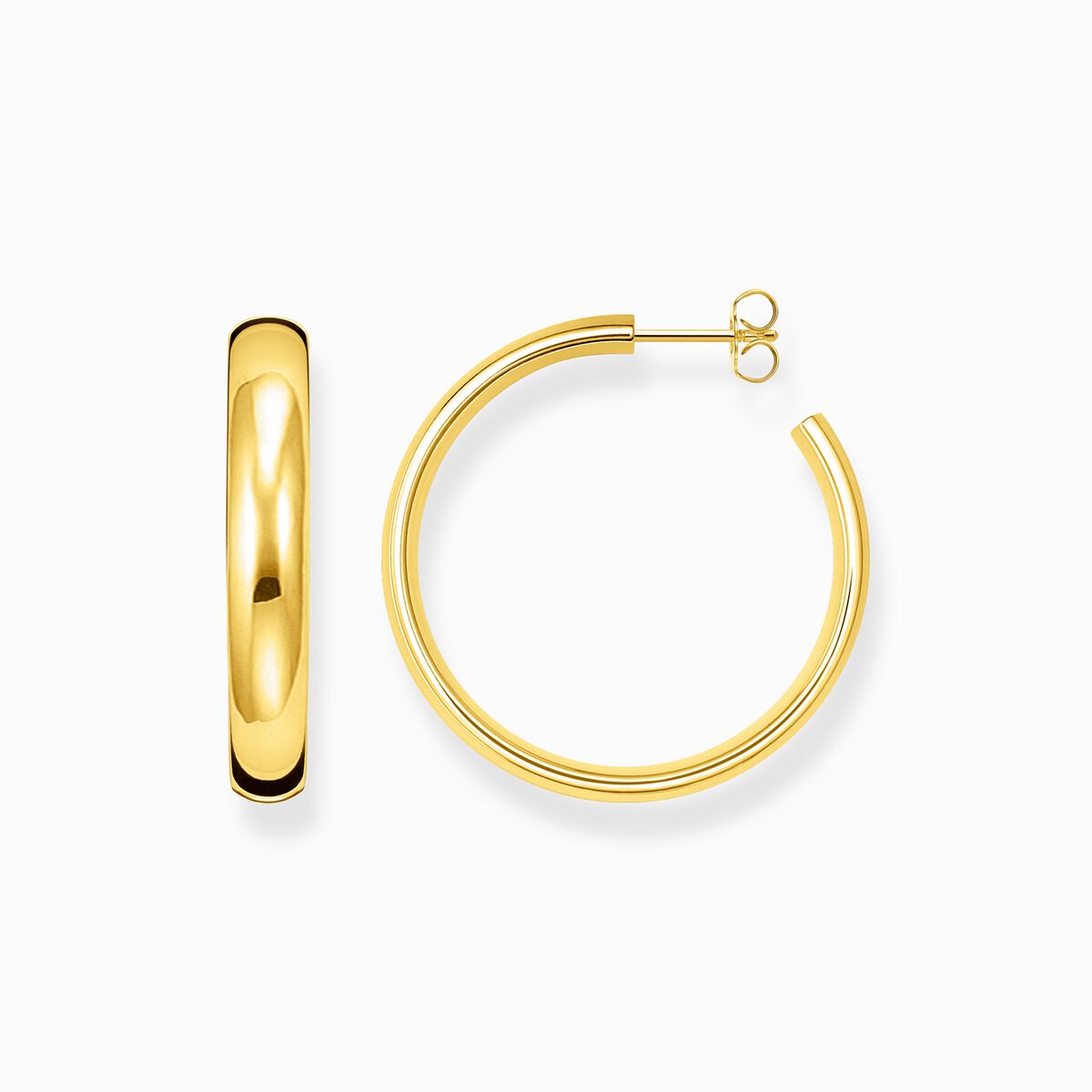 Gold-plated medium chunky hoop earrings