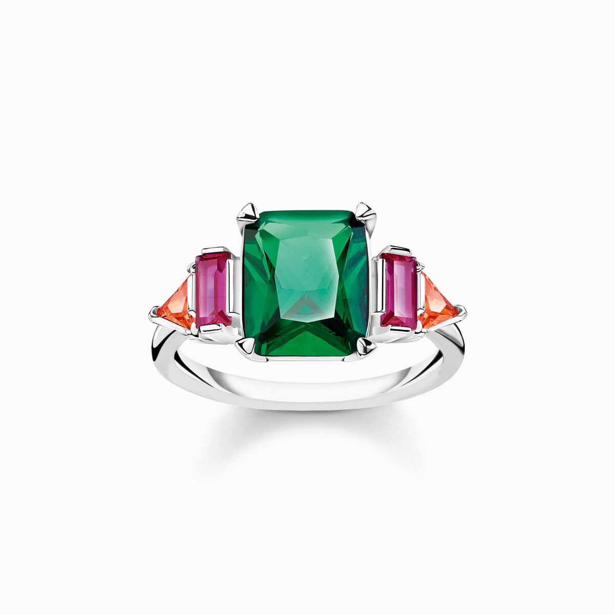 Ring colourful stones, silver