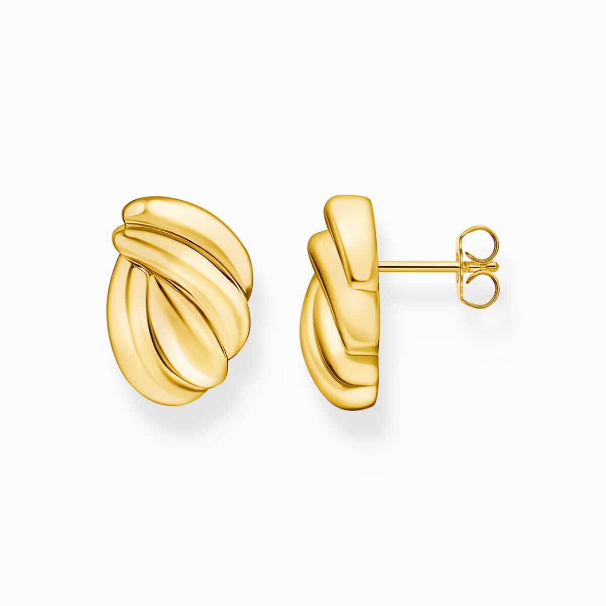 Gold-plated organic-shaped stud earrings
