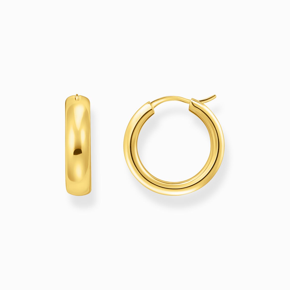 Gold-plated medium-sized hoop earrings in chunky design