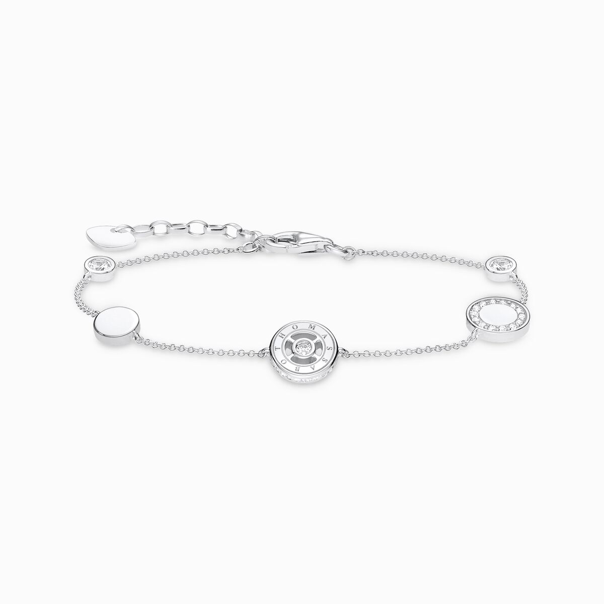 Bracelet circles with white stones silver