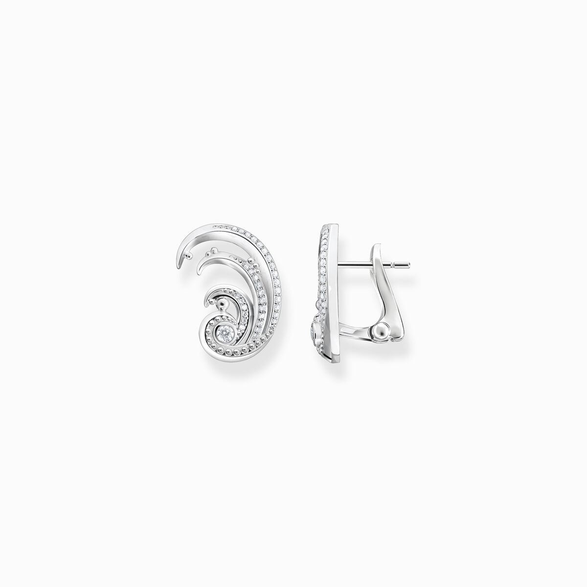Ear clip wave with white stones