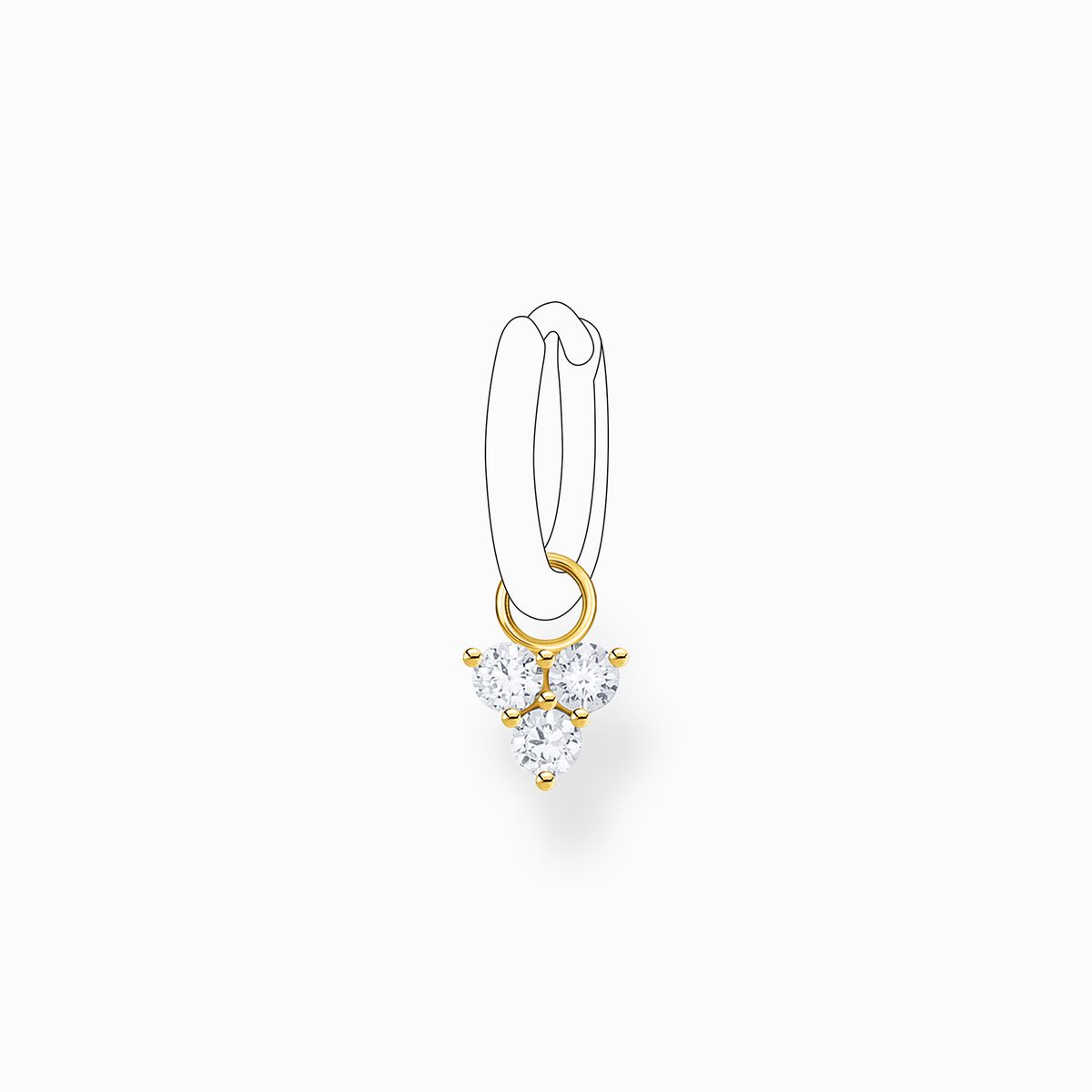 Single ear pendant white stones gold