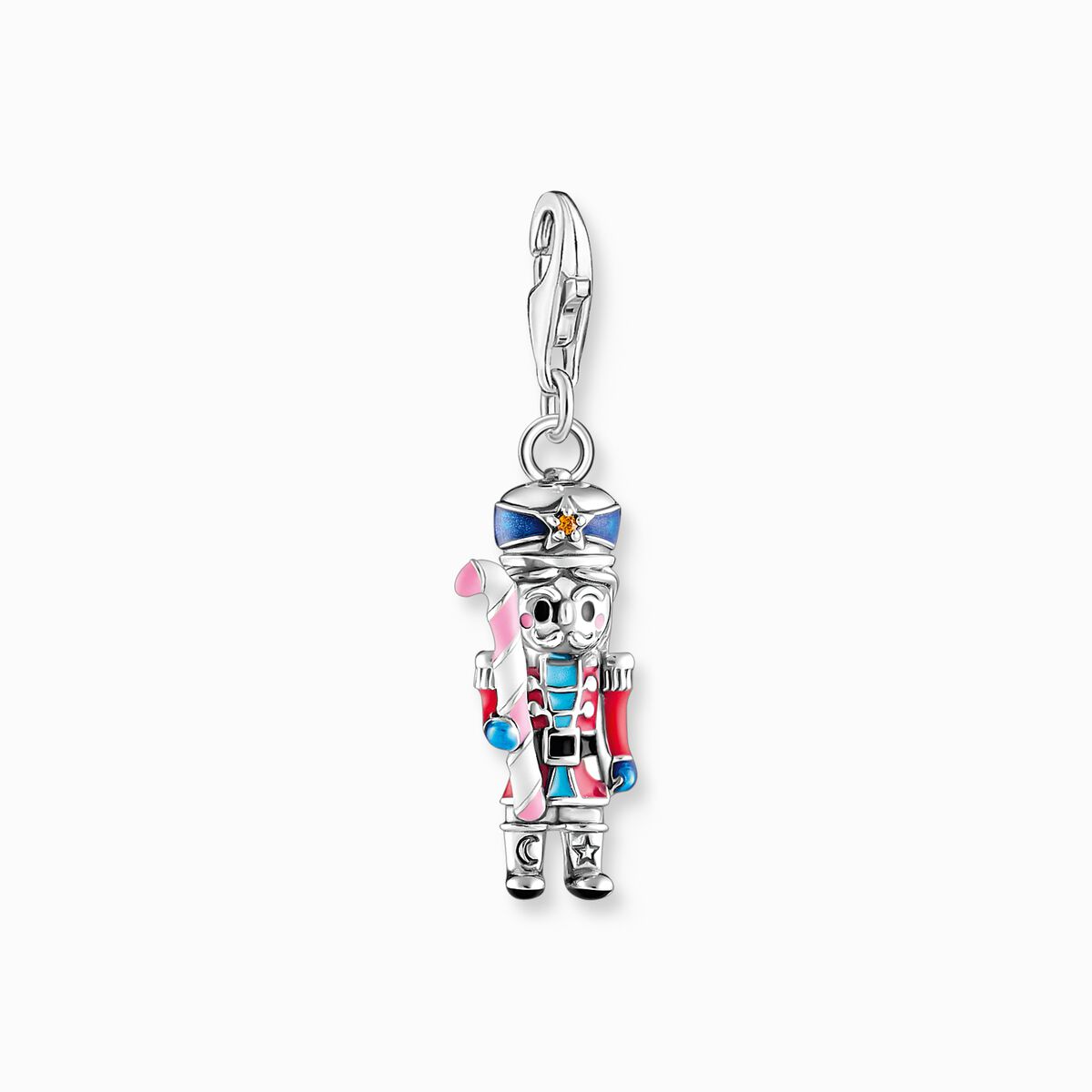 Silver nutcracker charm pendant stones