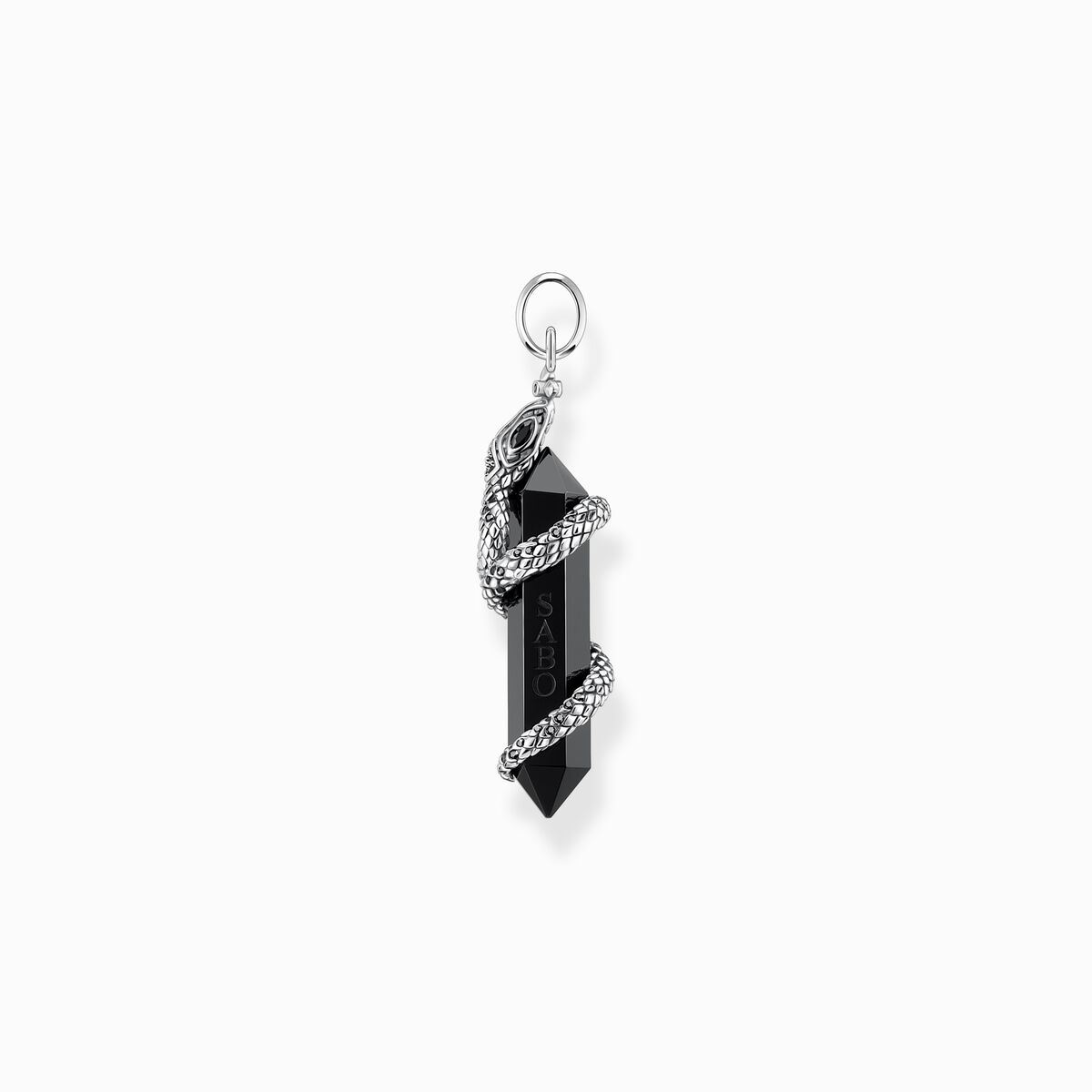 Pendant blackened onyx with snake