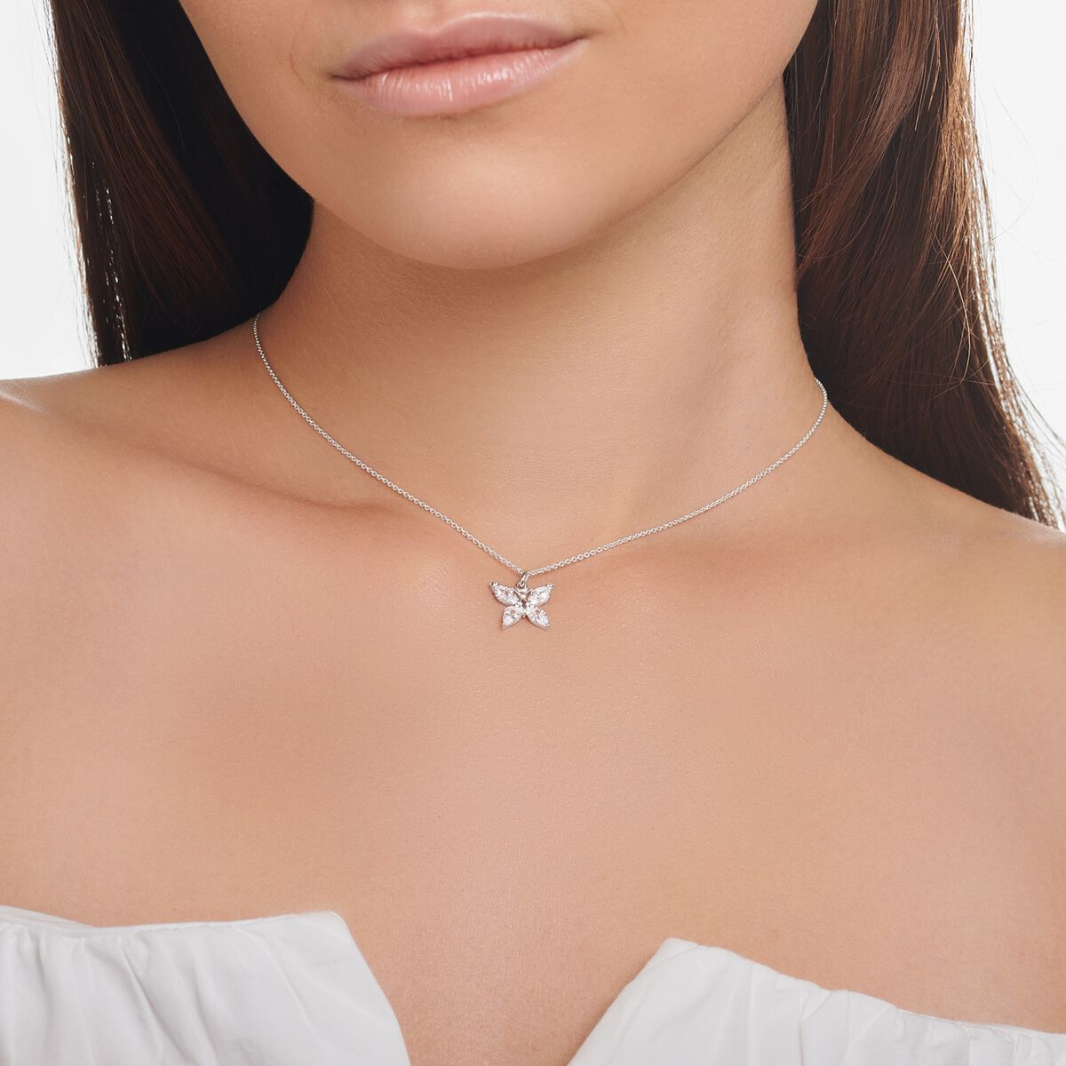 Necklace butterfly white stones