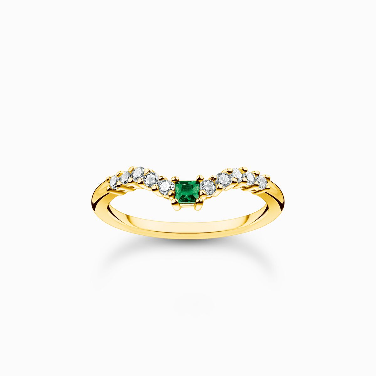 Ring green stone with white stones gold