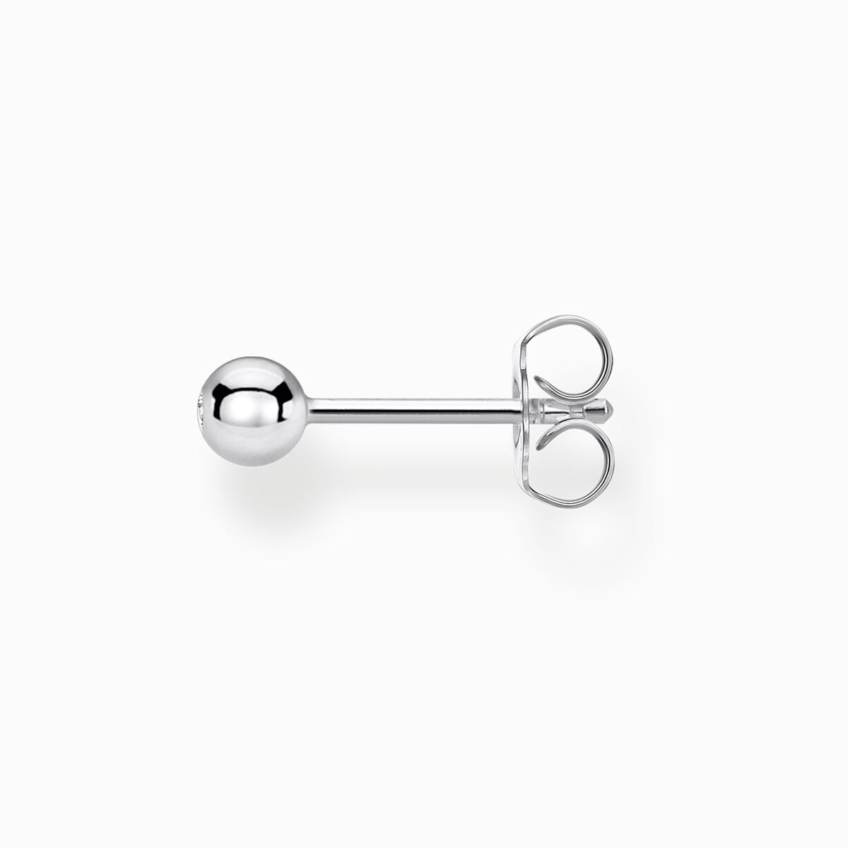 Single ear stud white stone silver