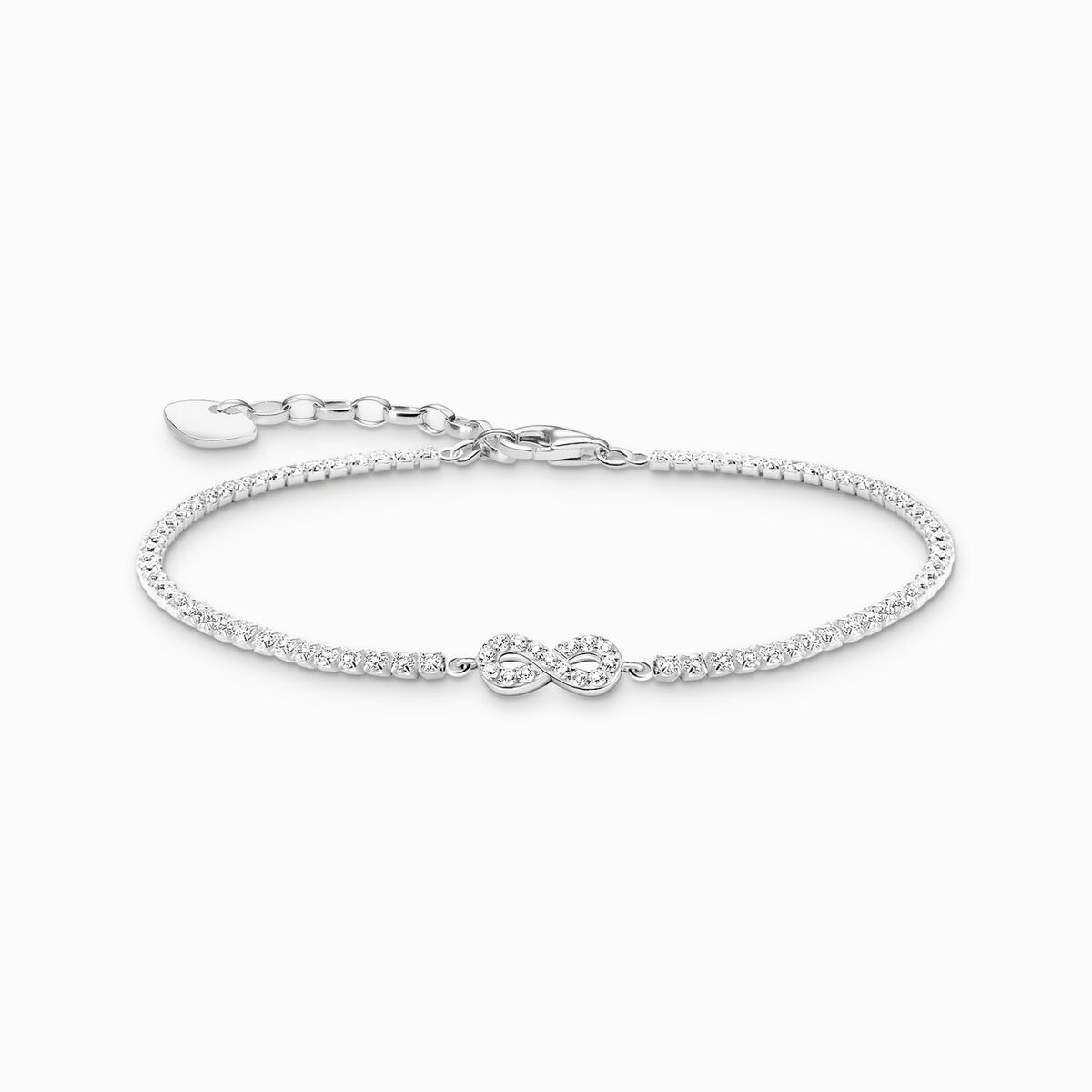 Silver tennis bracelet Infinity with white stones