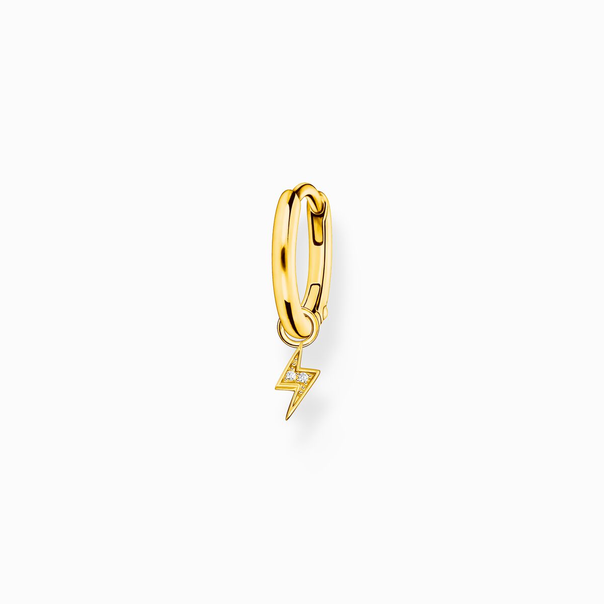 Single hoop earring with flash pendant gold