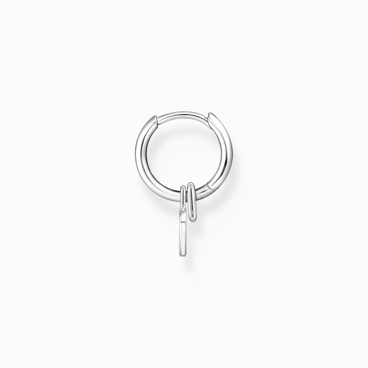 Single hoop earring with heart pendant silver