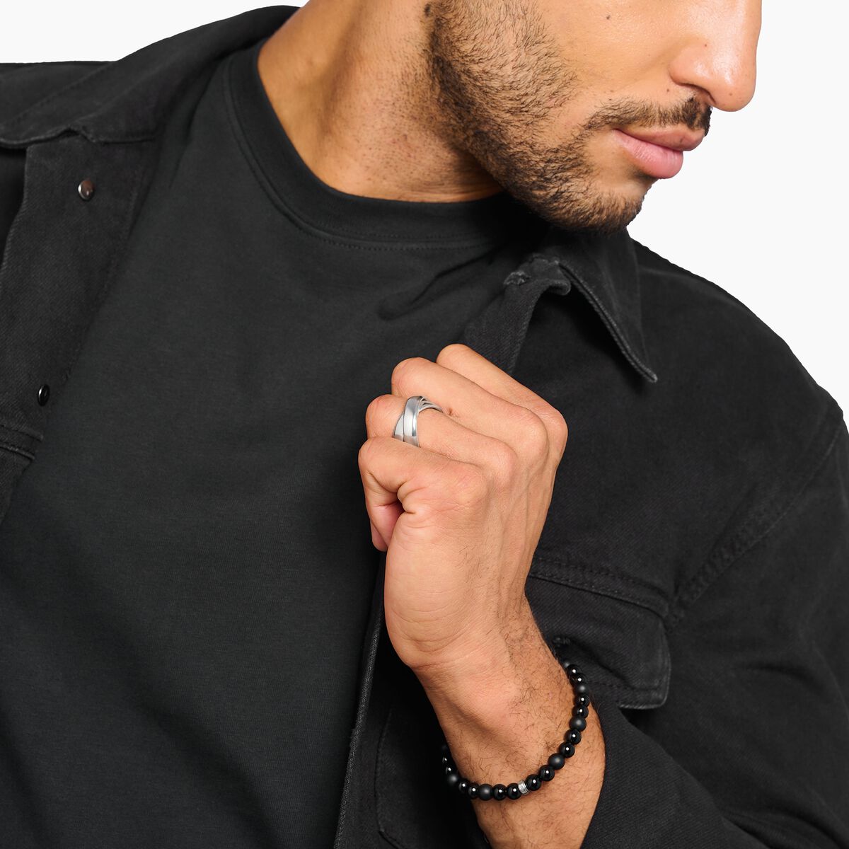 Silver ring in duo design
