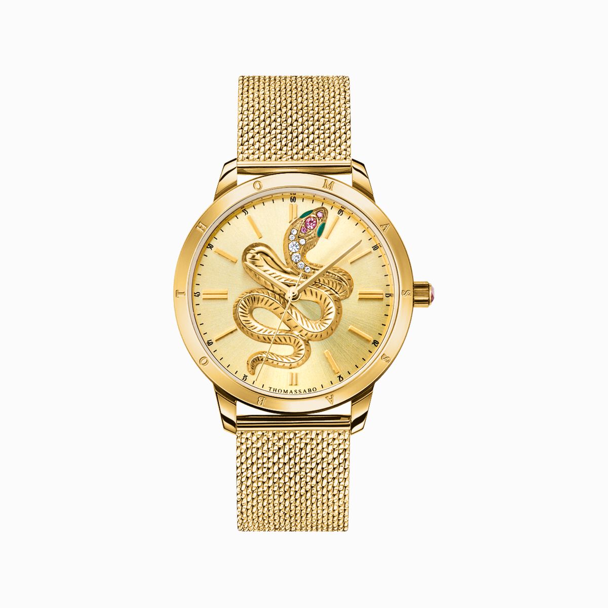 Women’s watch snake in 3D optics yellow gold-coloured
