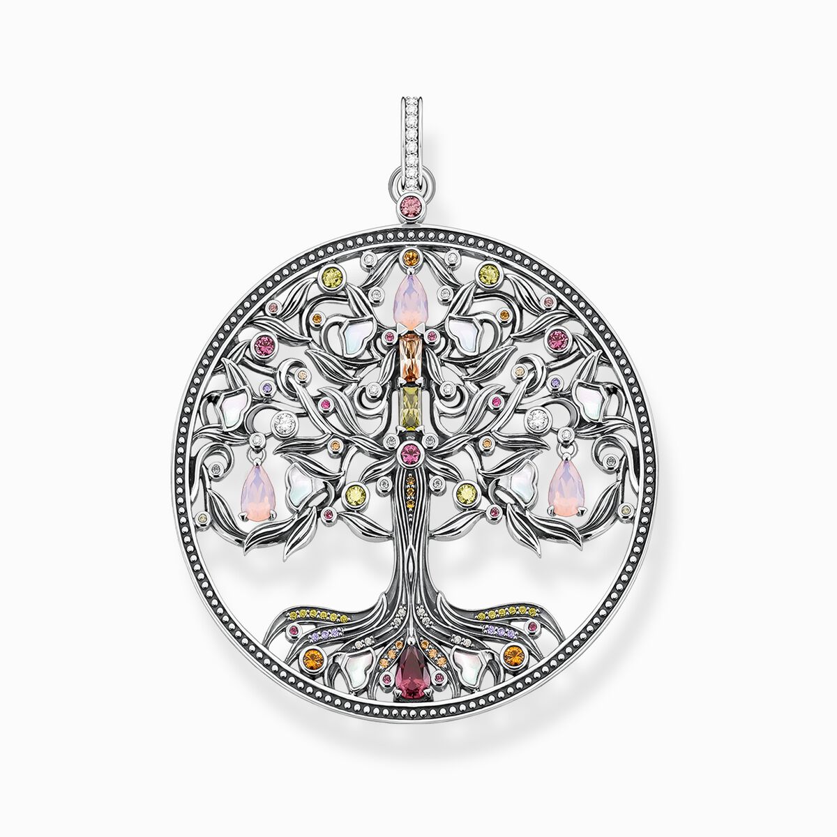 Pendant Tree of Love silver colourful stones