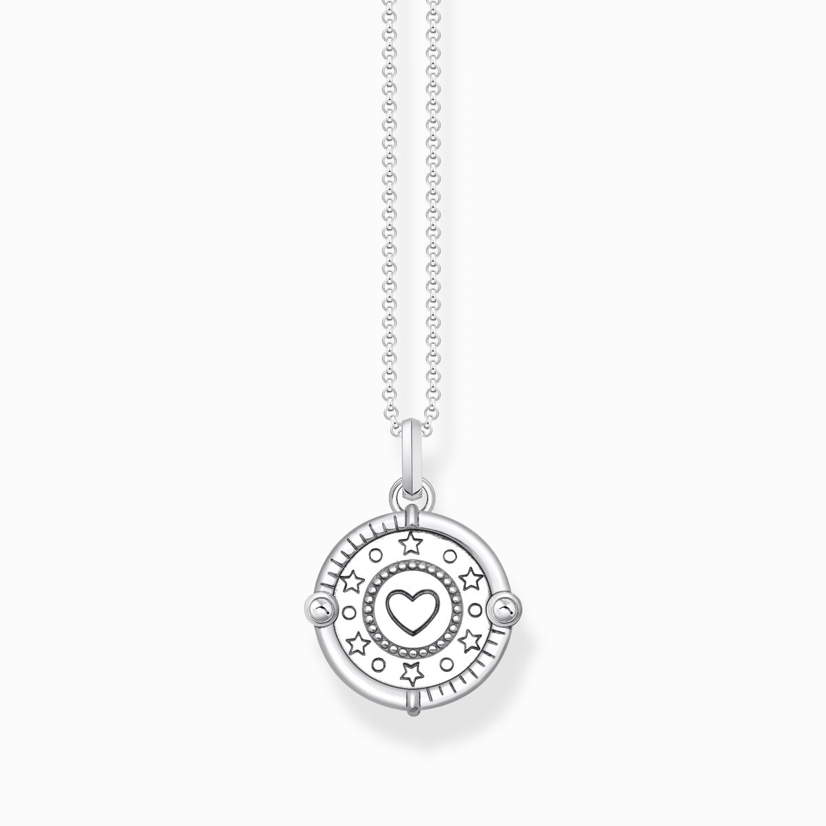 Silver necklace with pendant with pinkish cold enamel