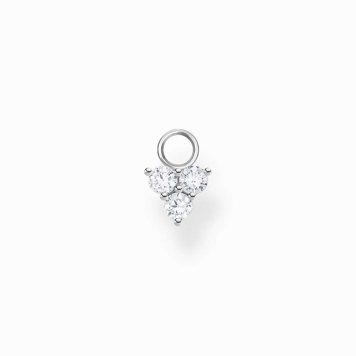 Single ear pendant white stones, silver
