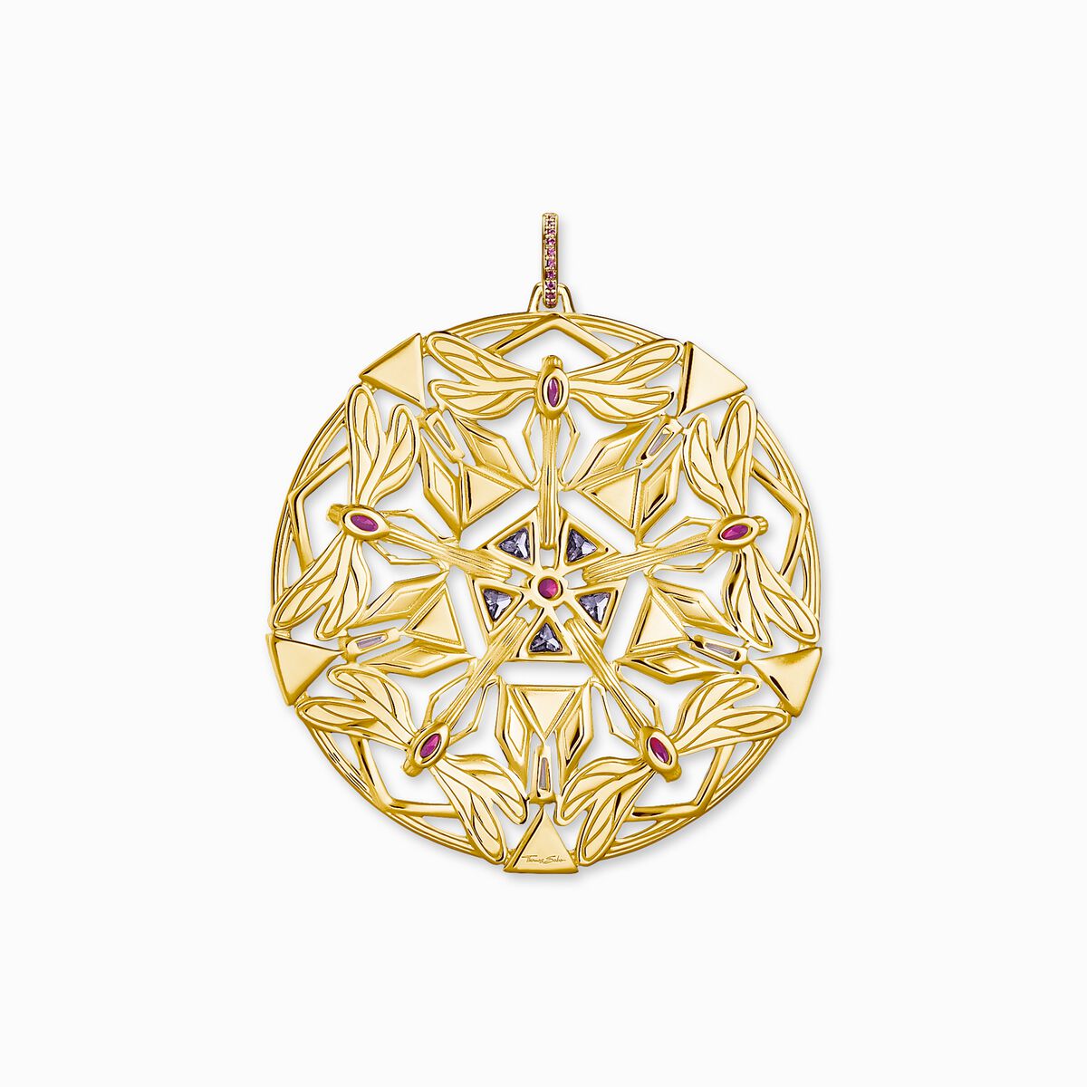 Pendant amulet kaleidoscope dragonfly gold