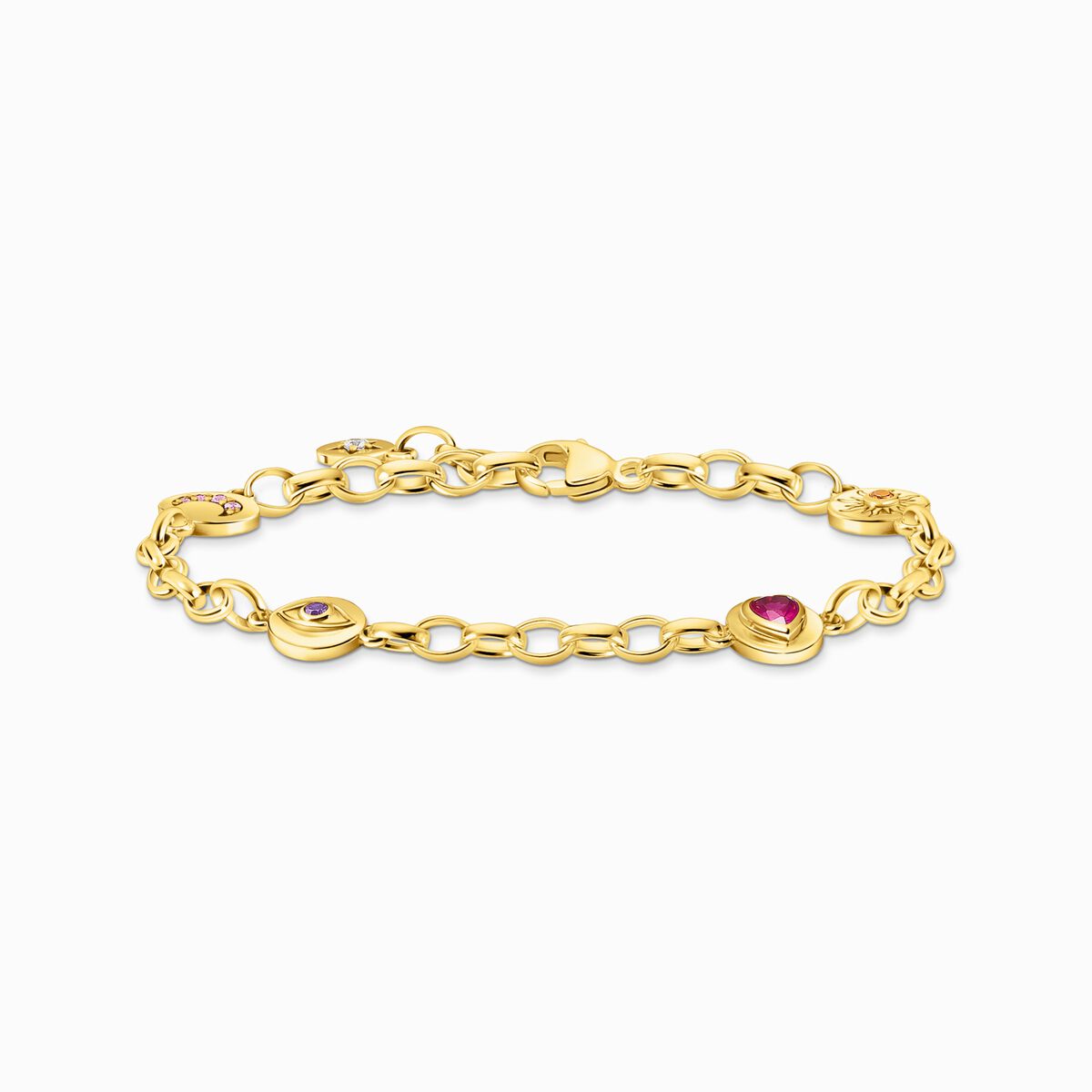 Yellow-gold plated bracelet with round elements and stones