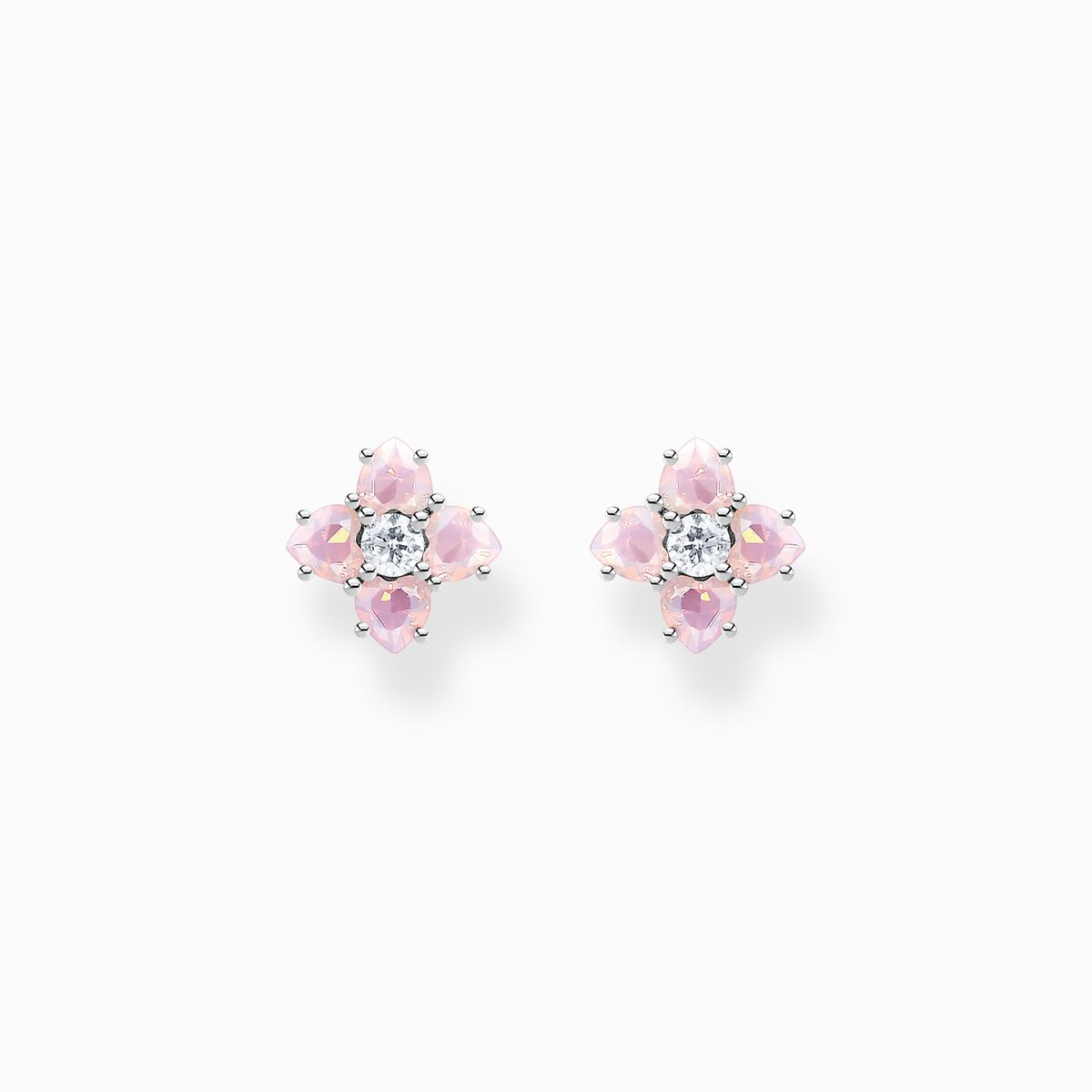 Ear studs flower silver with stones