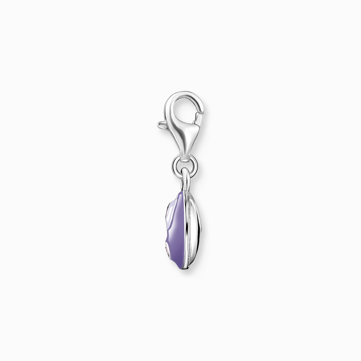 Charm pendant purple yin & yang silver
