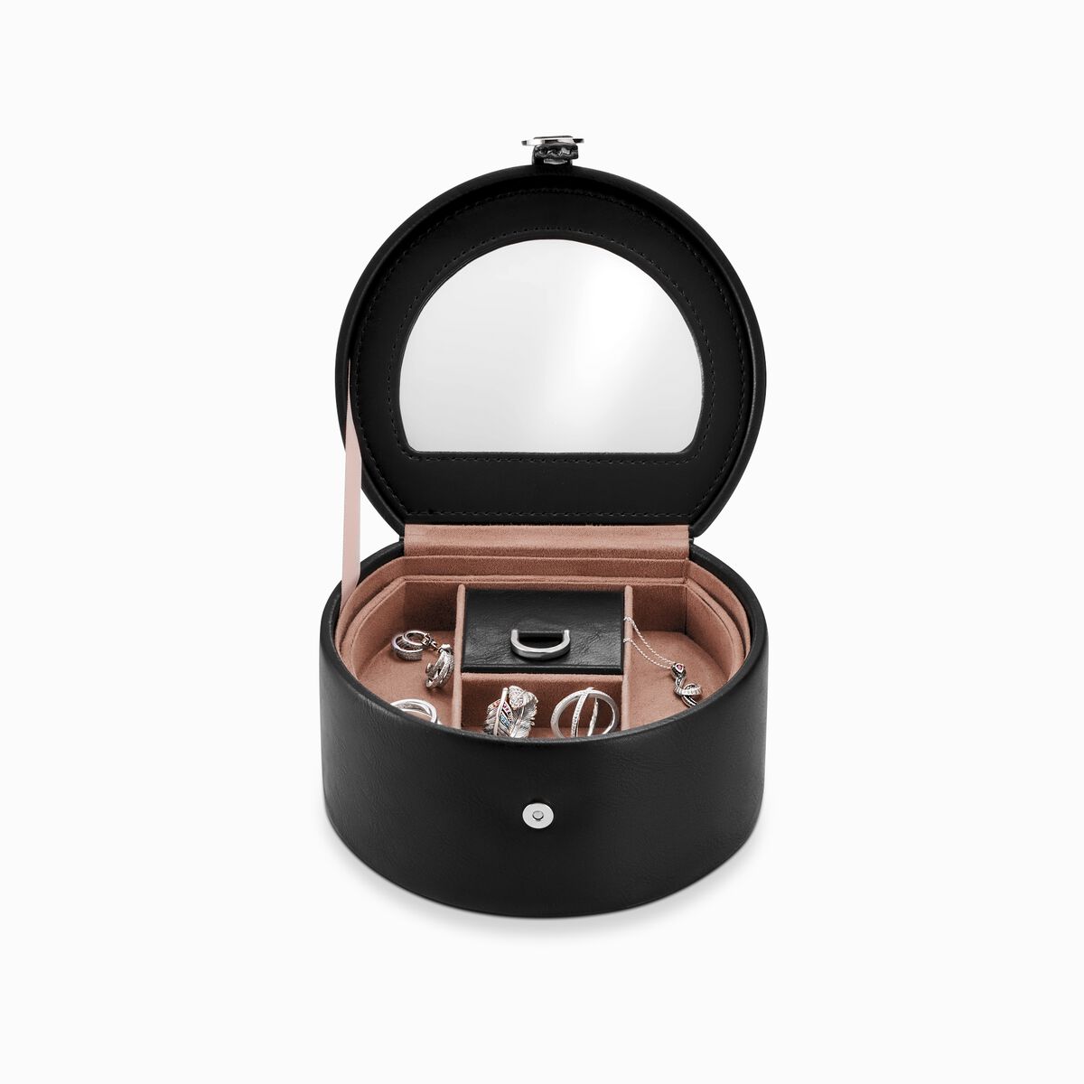 Jewellery case round black beige