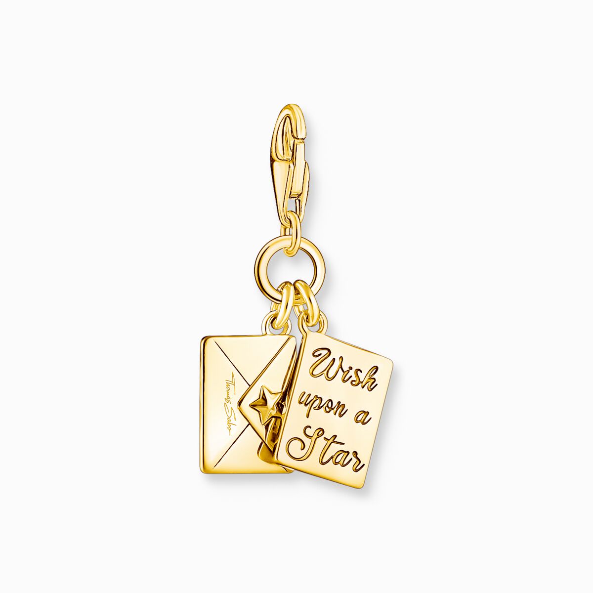 Gold-plated charm pendant letter with stones and engraving