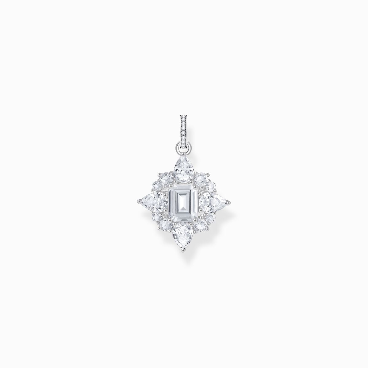 Silver pendant with white zirconia stones