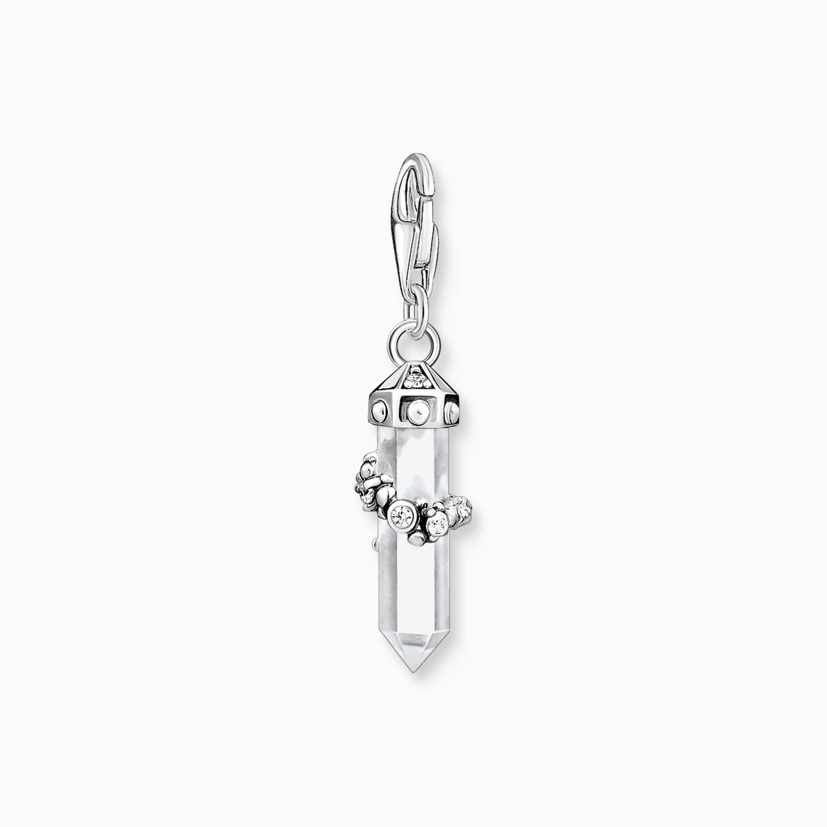 Charm pendant milky quartz silver