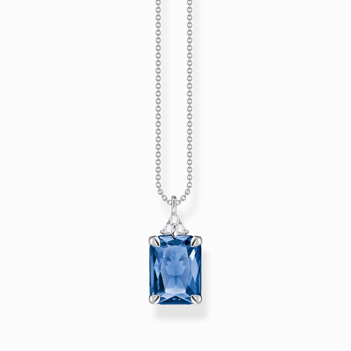 Necklace with blue and white stones silver