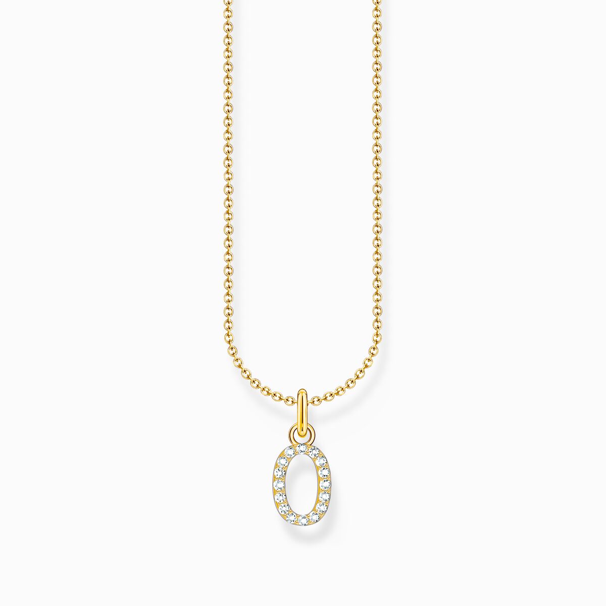 Gold-plated necklace with letter pendant O and white zirconia