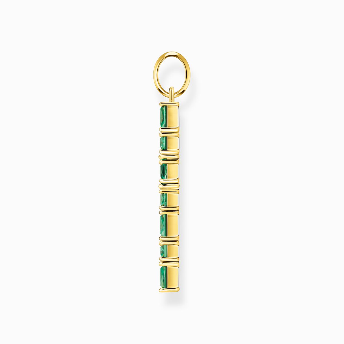 Pendant cross with green stones gold plated