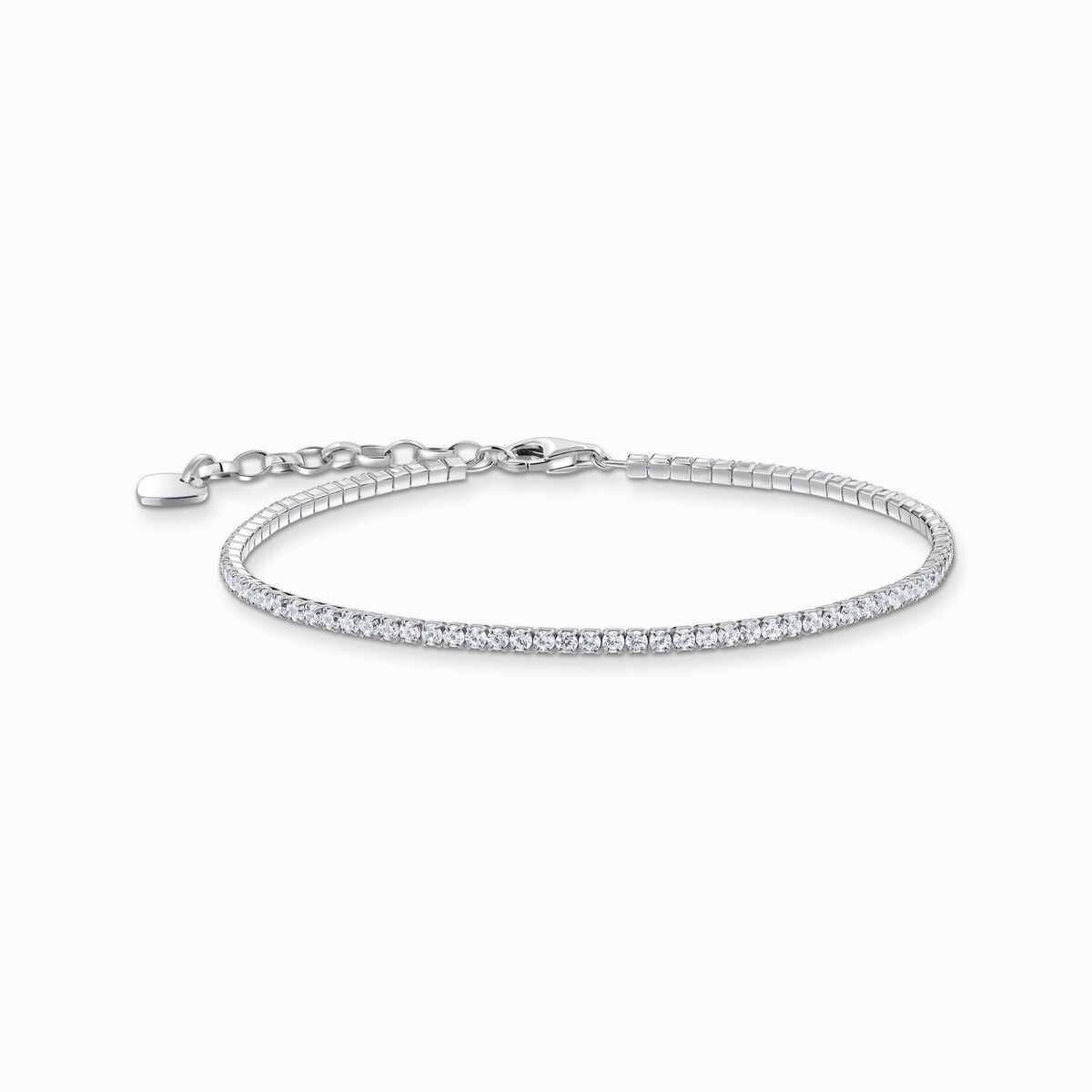 Silver bracelet with small, white zirconia stones