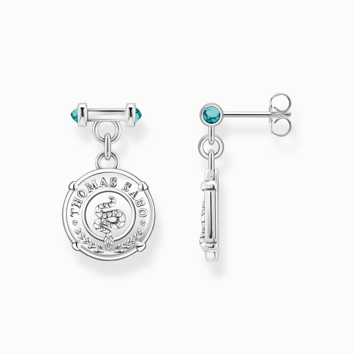 Earrings with disc silver