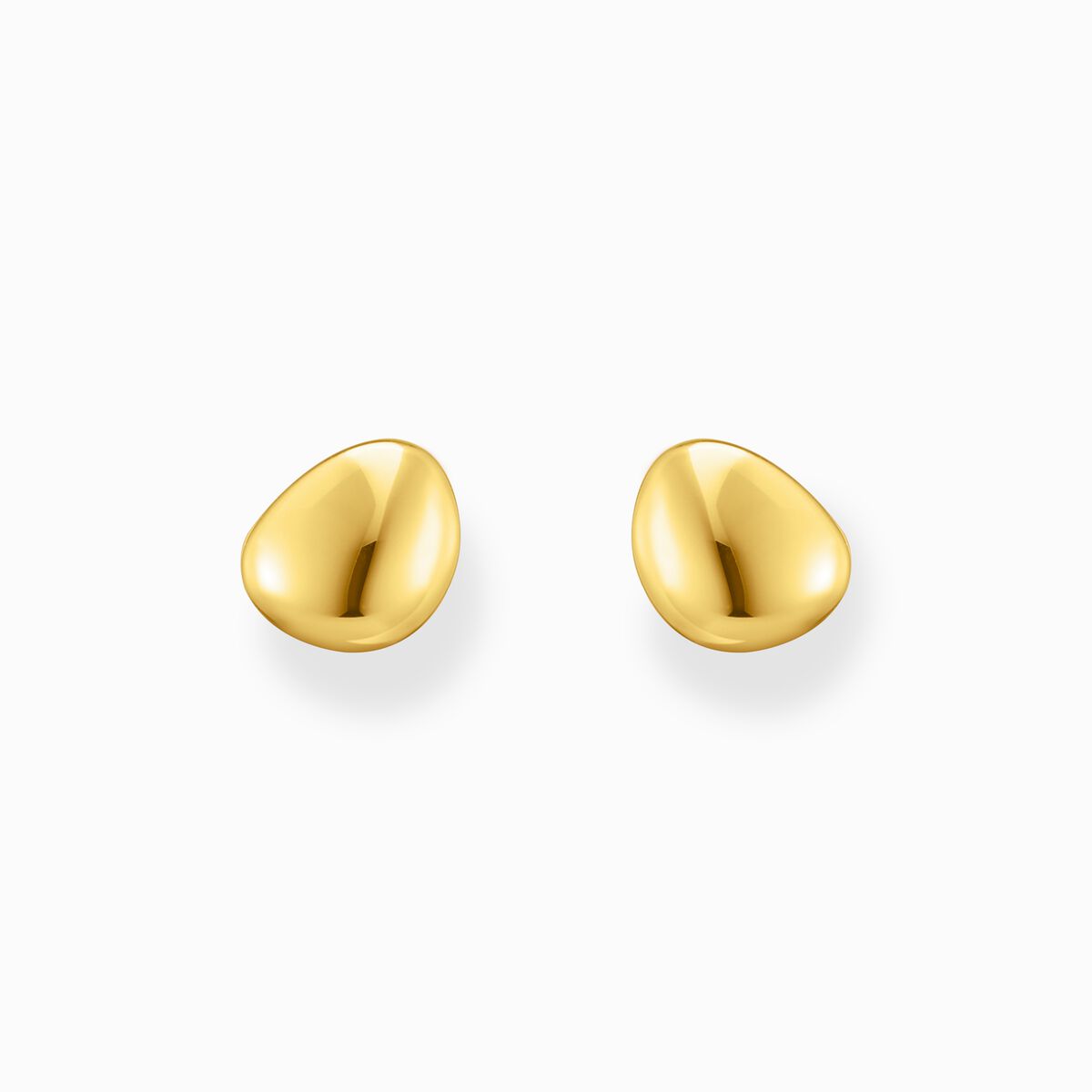Small gold-plated ear studs in organic shape