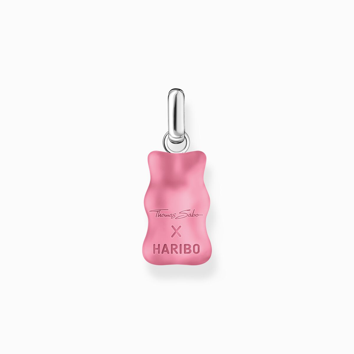 Large silver pendant with pink Goldbears and zirconia