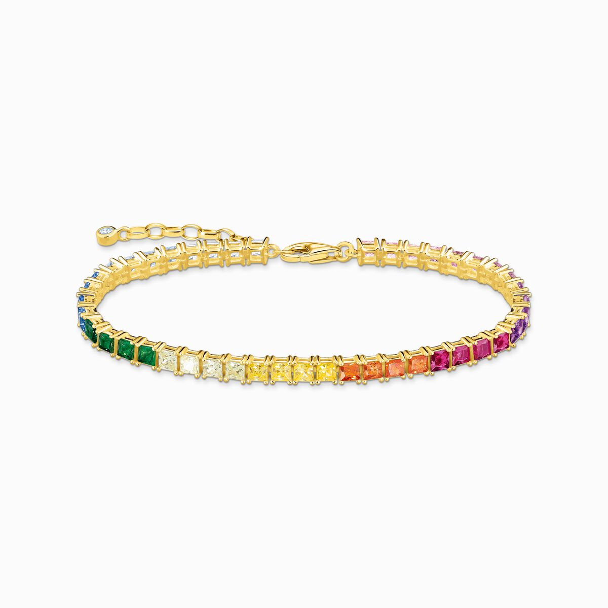 Tennis bracelet with colourful stones gold plated