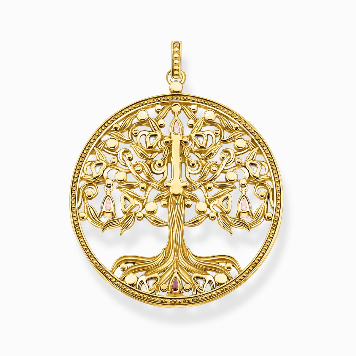 Pendant Tree of Love gold colourful stones