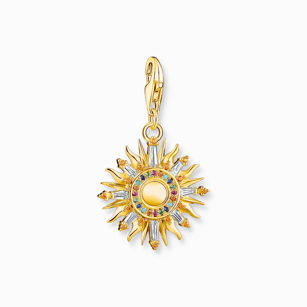 Charm pendant colourful sun gold plated