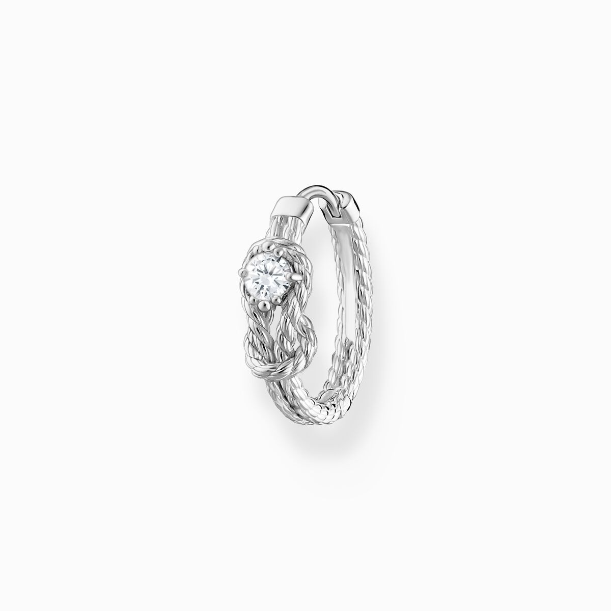 Single hoop earring rope with knot silver