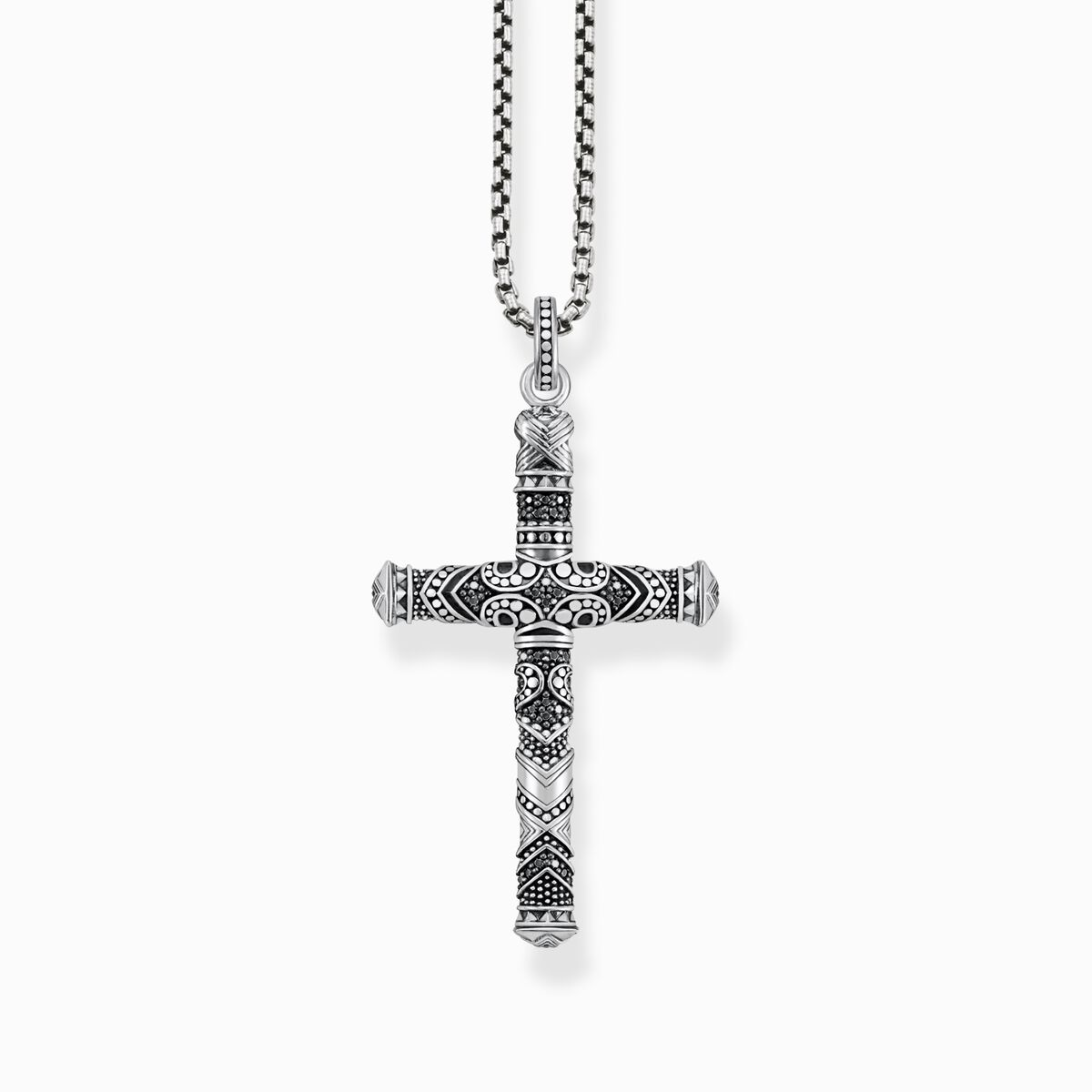 Jewellery set necklace maori cross silver blackened