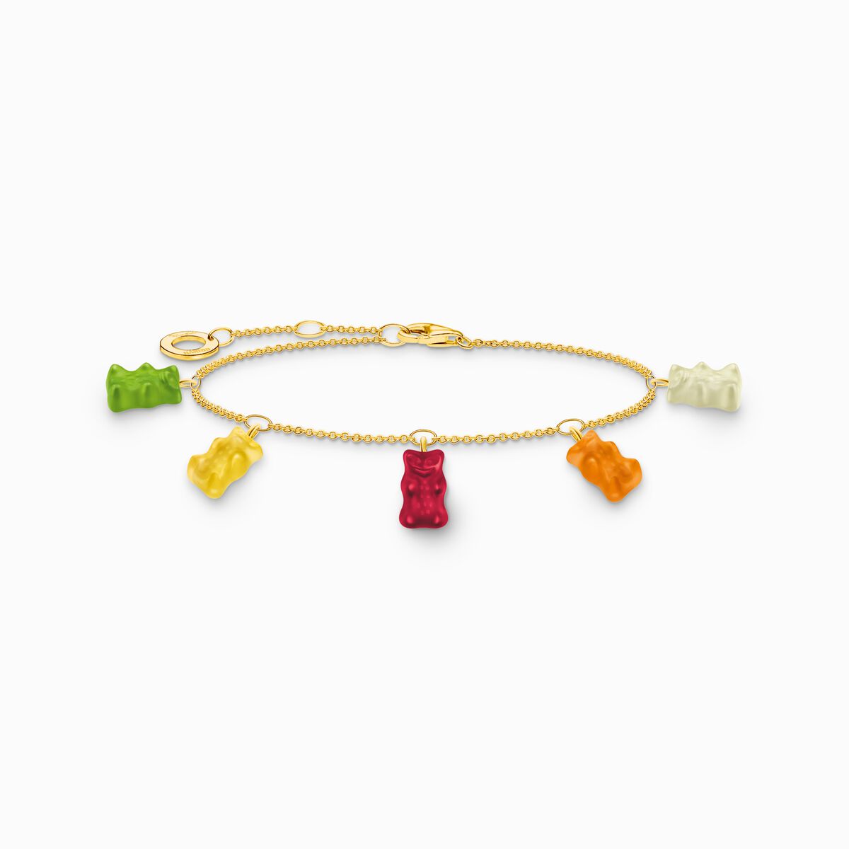 Gold-plated bracelet with 5 colourful goldbears