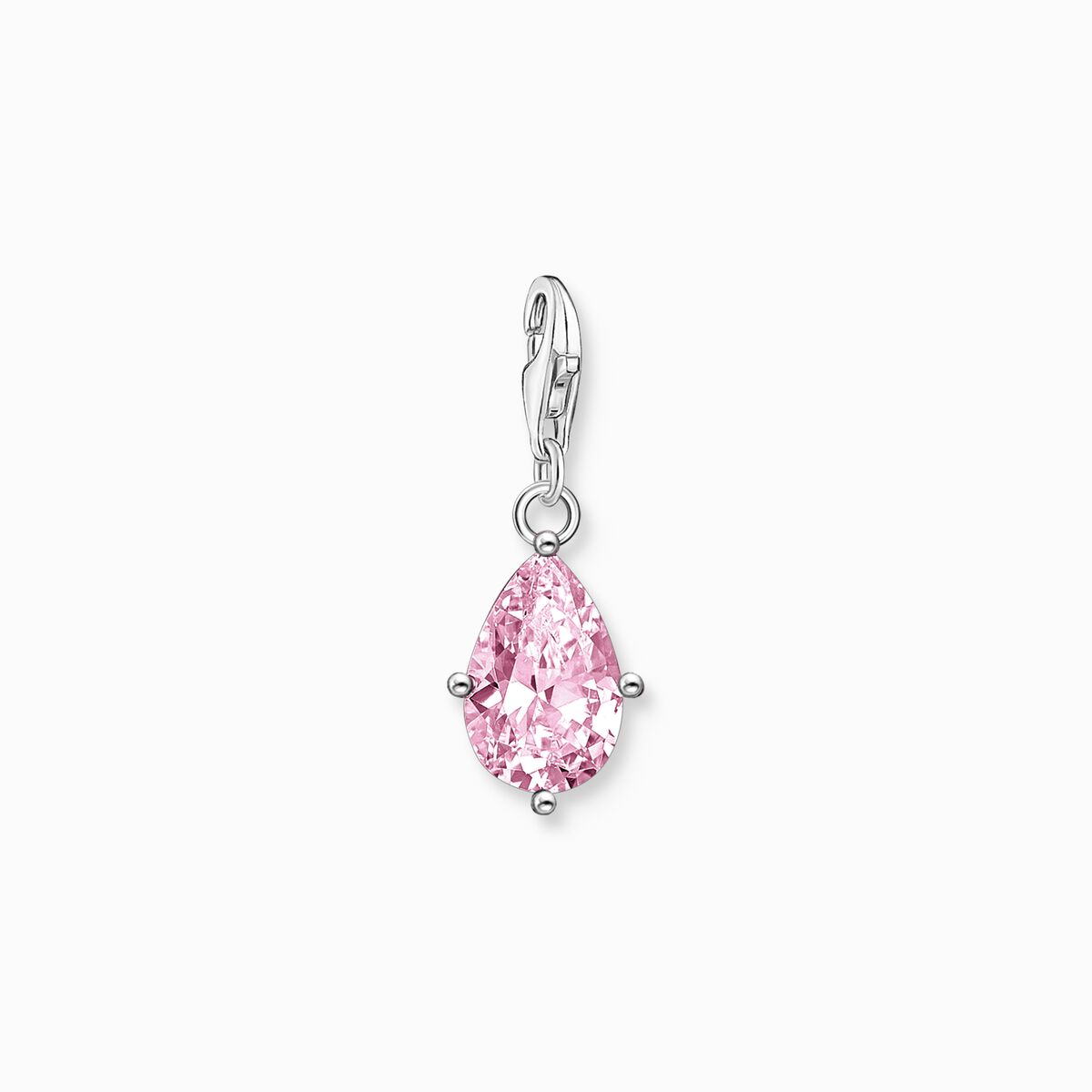 Charm pendant pink drop silver