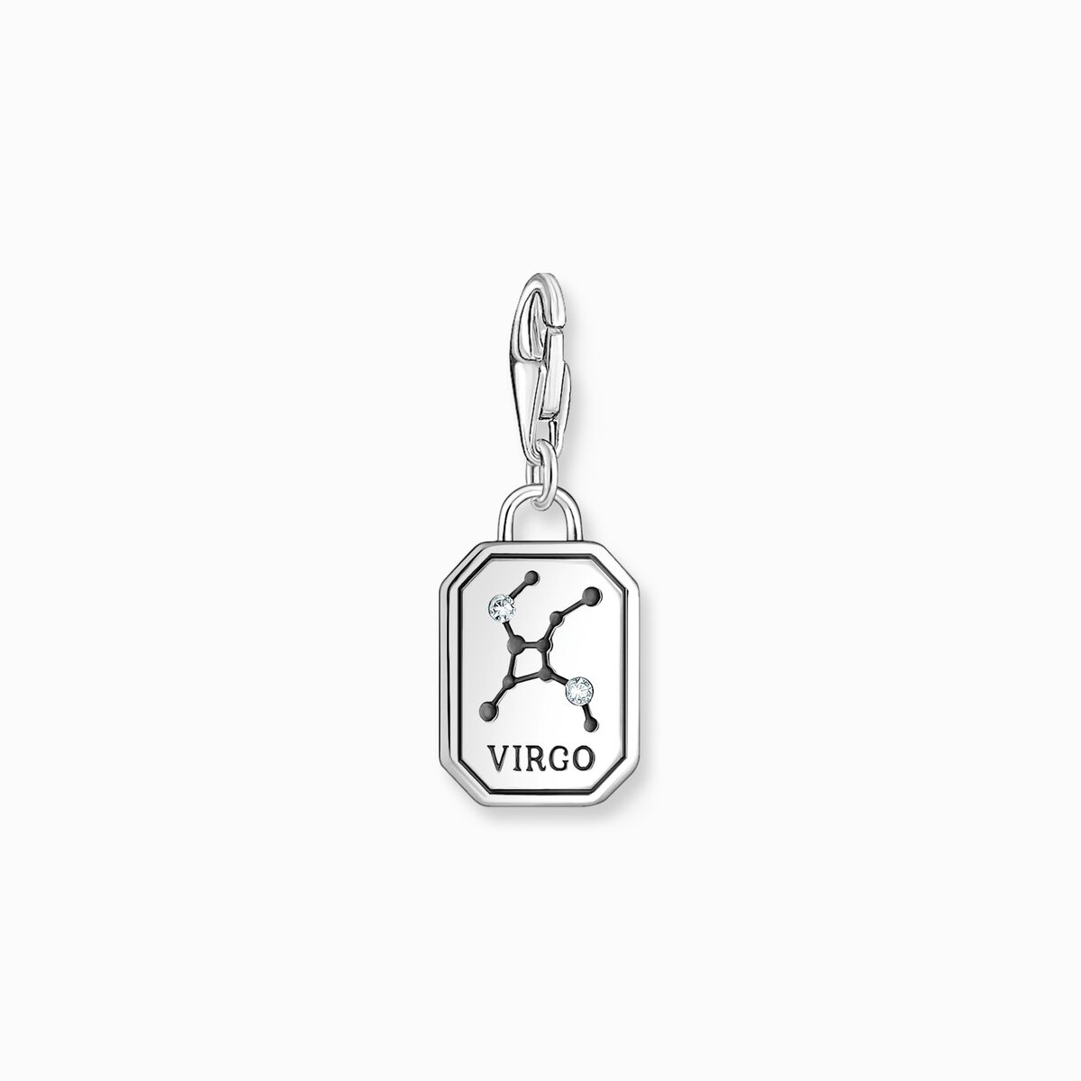 Silver charm pendant zodiac sign Virgo with zirconia