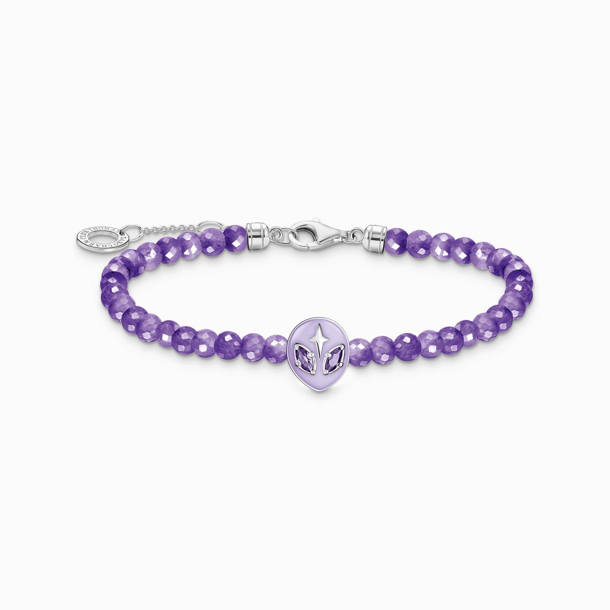 Bracelet with imitation amethyst bead silver