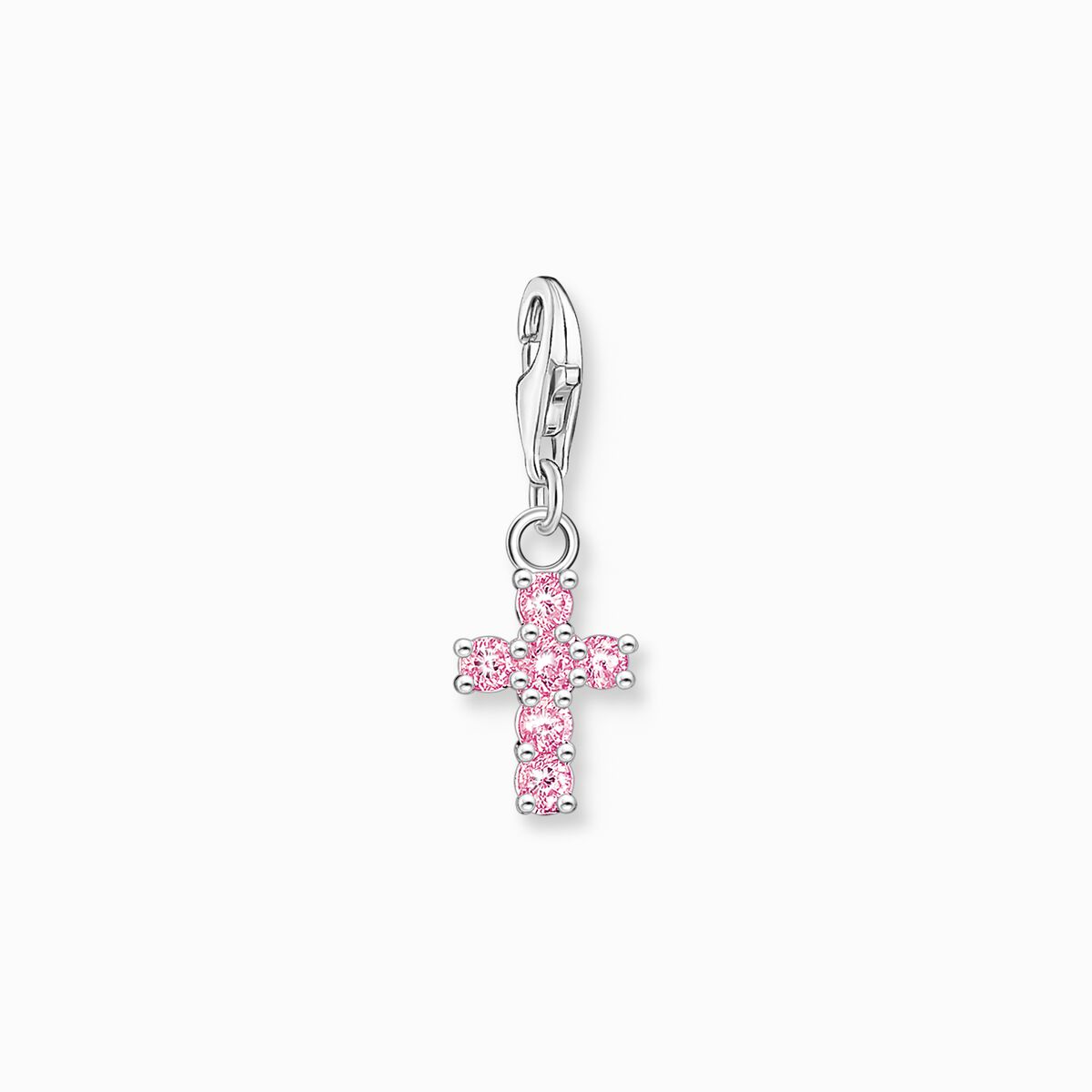 Charm pendant pink cross silver