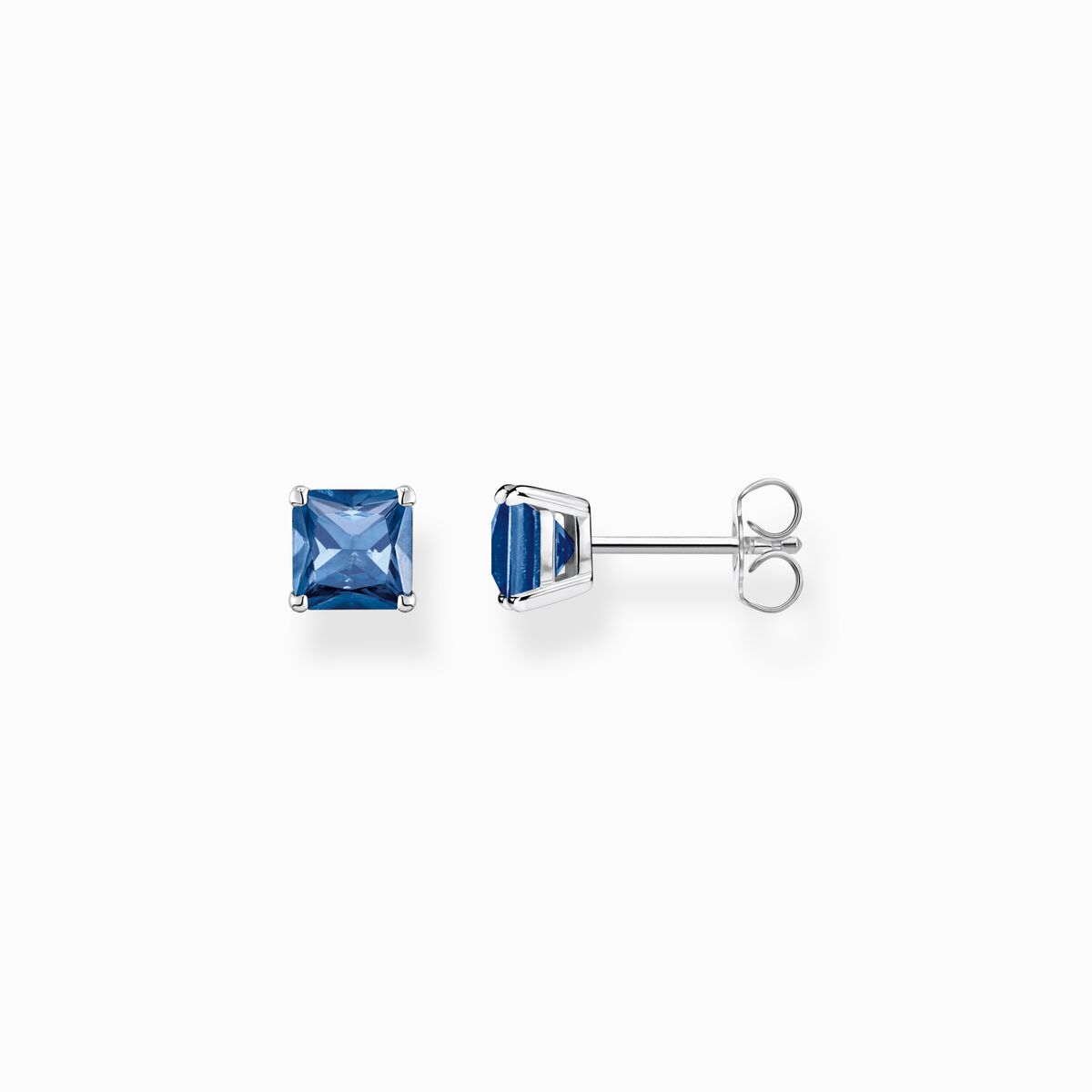 Ear studs with blue stone silver