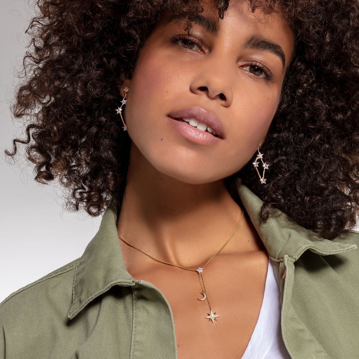 Necklace star and moon gold