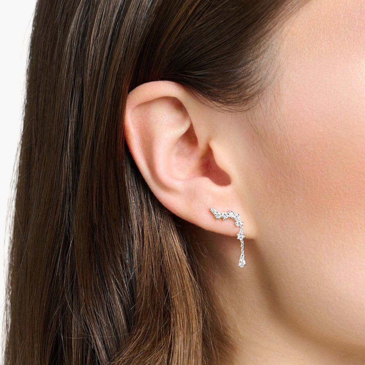 Ear climber ice crystals silver