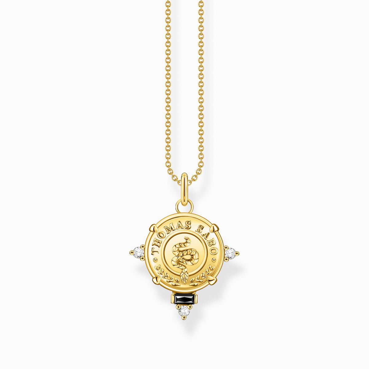 Necklace snake with green malachite gold plated