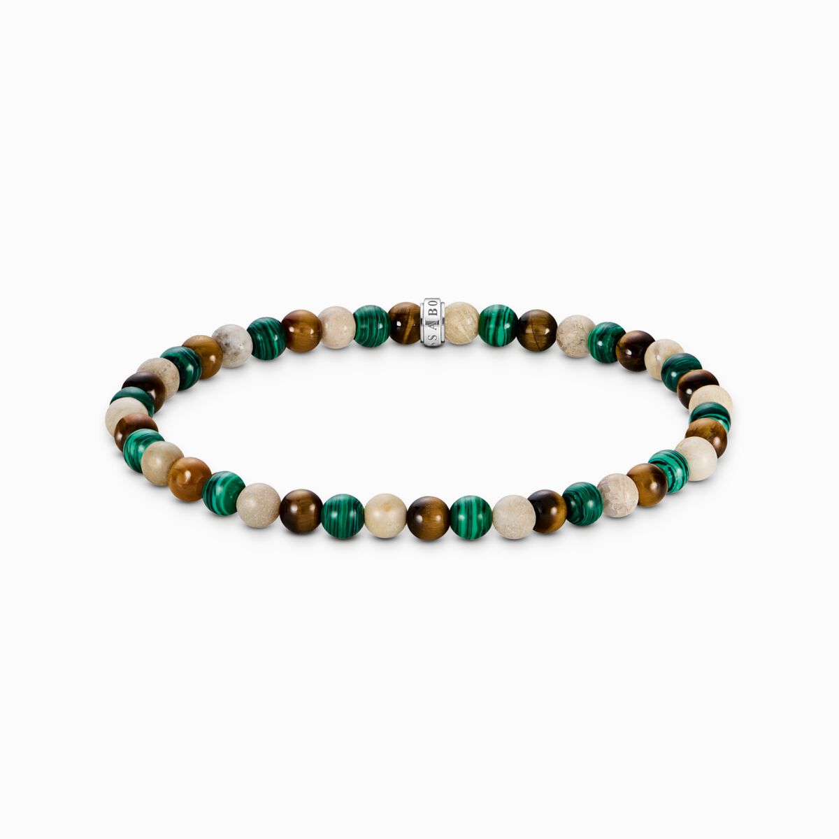 Bracelet with earth and green beads 5 mm